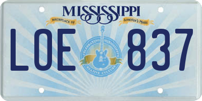 MS license plate LOE837