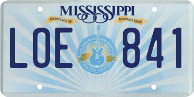MS license plate LOE841