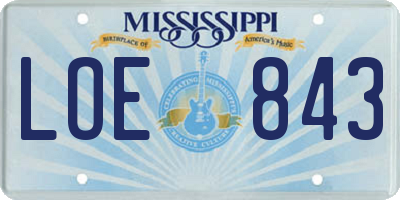 MS license plate LOE843