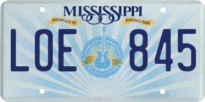 MS license plate LOE845
