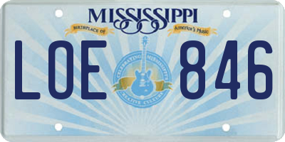 MS license plate LOE846