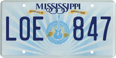 MS license plate LOE847