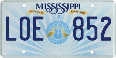 MS license plate LOE852