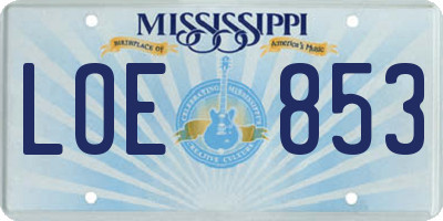 MS license plate LOE853