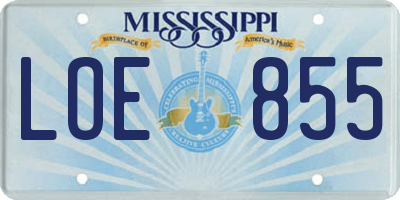 MS license plate LOE855