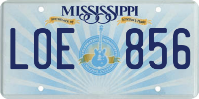 MS license plate LOE856