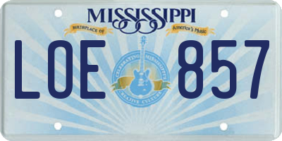 MS license plate LOE857