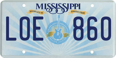 MS license plate LOE860