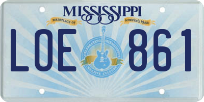 MS license plate LOE861