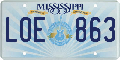 MS license plate LOE863