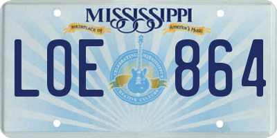 MS license plate LOE864