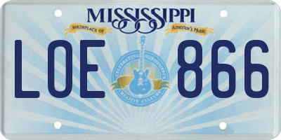 MS license plate LOE866
