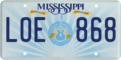 MS license plate LOE868
