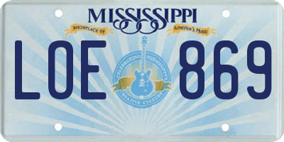 MS license plate LOE869