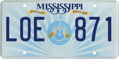 MS license plate LOE871