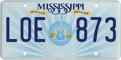 MS license plate LOE873