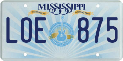 MS license plate LOE875