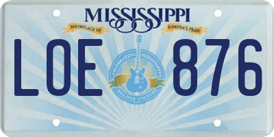 MS license plate LOE876
