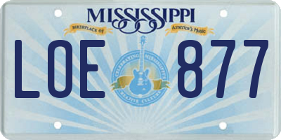 MS license plate LOE877