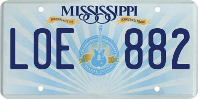 MS license plate LOE882