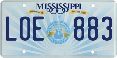 MS license plate LOE883
