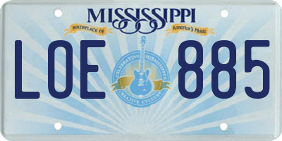 MS license plate LOE885