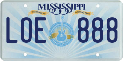 MS license plate LOE888