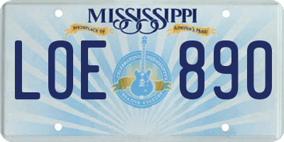 MS license plate LOE890