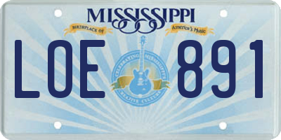 MS license plate LOE891