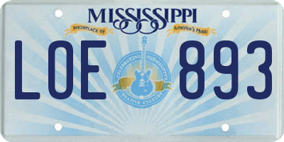 MS license plate LOE893