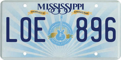 MS license plate LOE896
