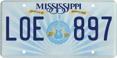 MS license plate LOE897