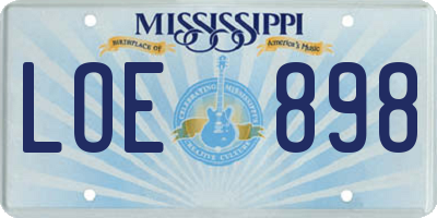 MS license plate LOE898