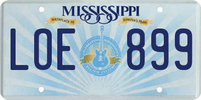 MS license plate LOE899