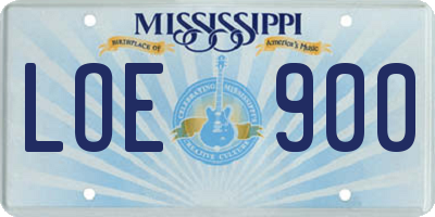 MS license plate LOE900