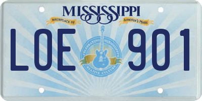 MS license plate LOE901