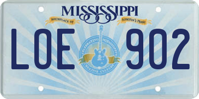 MS license plate LOE902