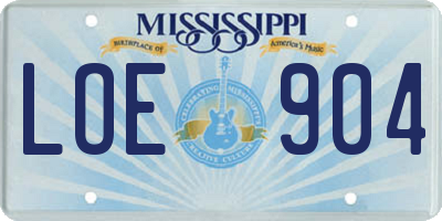 MS license plate LOE904