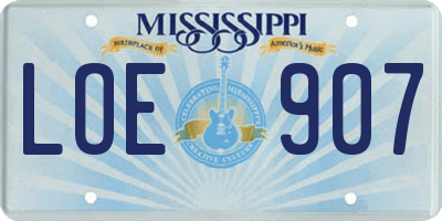 MS license plate LOE907