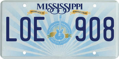MS license plate LOE908