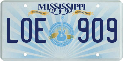 MS license plate LOE909