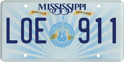 MS license plate LOE911