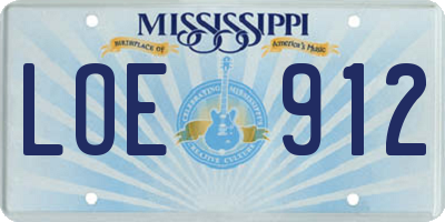 MS license plate LOE912