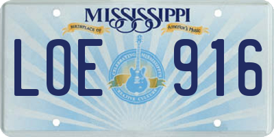 MS license plate LOE916