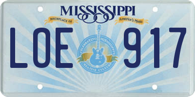 MS license plate LOE917