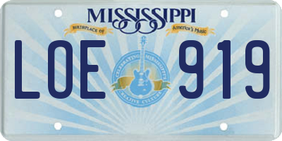 MS license plate LOE919