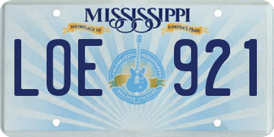 MS license plate LOE921