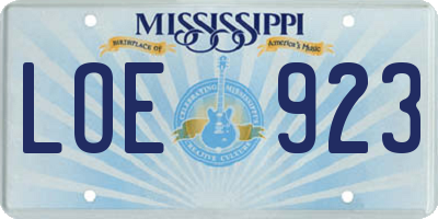 MS license plate LOE923