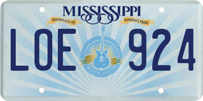 MS license plate LOE924