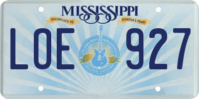 MS license plate LOE927
